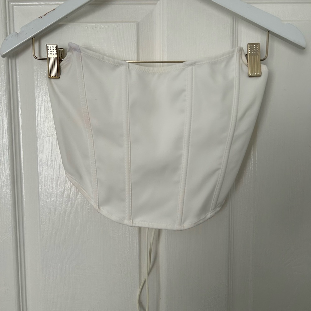 Structured Strapless Corset Top in White